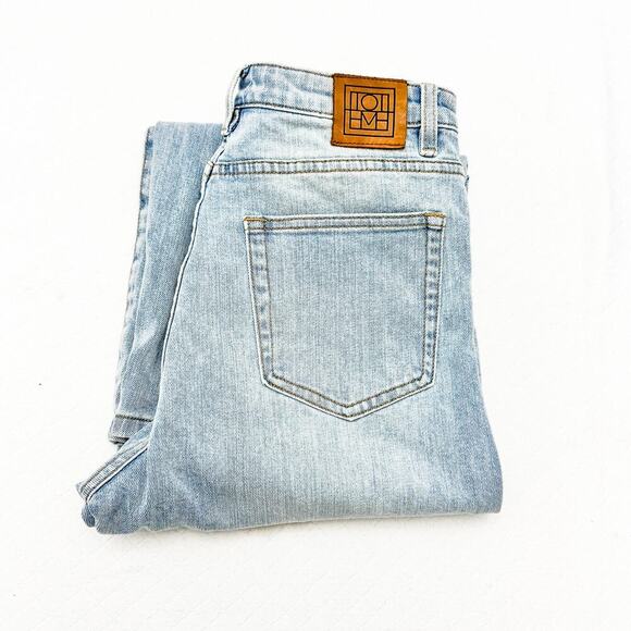 Toteme Wide Leg High Rise Light Wash Zip Fly Denim Jeans 203-232-743 Size 26 - Picture 1 of 10